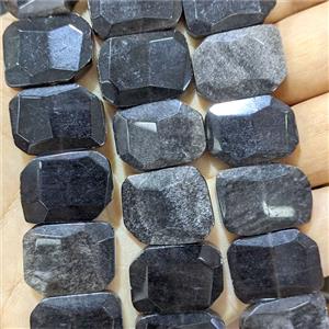 Natural Silver Obsidian Beads Faceted Rectangle, approx 15x20mm [GB26308]