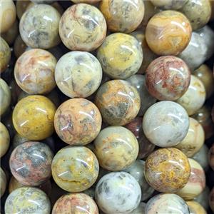 Natural Yellow Crazy Lace Agate Round Beads Smooth, approx 14mm [GB26373]