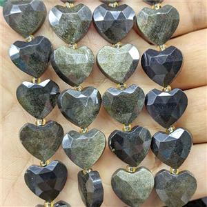 Golden Obsidian Heart Beads Faceted, approx 14mm [GB26445]