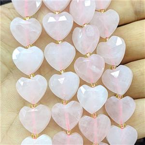 Natural Pink Rose Quartz Heart Beads Faceted, approx 14mm [GB26447]