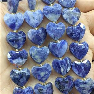 Natural Blue Sodalite Heart Beads Faceted, approx 14mm [GB26453]