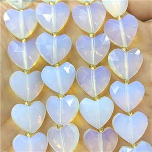White Opalite Heart Beads Faceted, approx 14mm [GB26459]