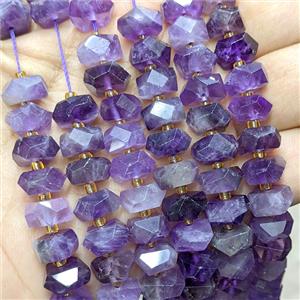 Natural Purple Amethyst Heishi Beads Faceted, approx 6x11mm [GB26548]