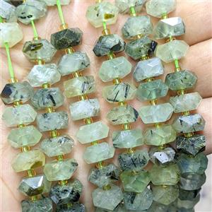 Natural Green Prehnite Heishi Beads Faceted, approx 6x11mm [GB26549]