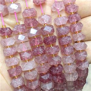 Natural Pink Strawberry Quartz Heishi Beads Faceted, approx 6x11mm [GB26558]