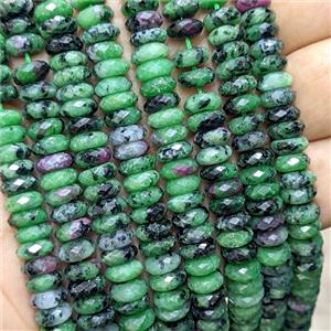Natural Green Zoisite Heishi Spacer Beads Faceted, approx 3x8mm [GB26565]