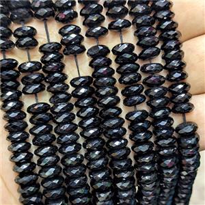 Natural Black Obsidian Heishi Spacer Beads Faceted, approx 3x8mm [GB26567]