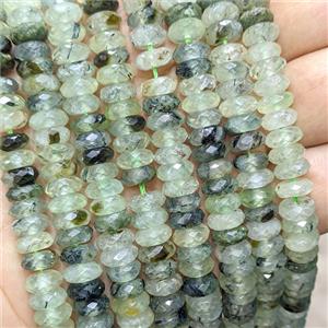 Natural Green Prehnite Heishi Spacer Beads Faceted, approx 3x8mm [GB26571]
