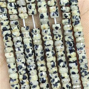 Natural Black Dalmatian Jasper Heishi Beads Faceted, approx 2x4mm [GB26585]