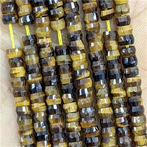 Natural Tiger Eye Stone Heishi Beads Faceted, approx 2x4mm [GB26587]