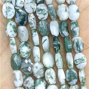 Natural Green Tree Agate Oval Beads Faceted, approx 6x8mm [GB26589]
