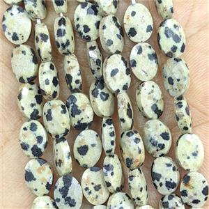 Natural Black Dalmatian Jasper Oval Beads Faceted, approx 6x8mm [GB26592]