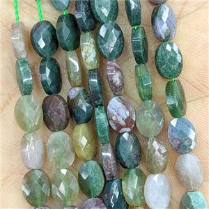 Natural Indian Agate Oval Beads Faceted Green, approx 6x8mm [GB26593]