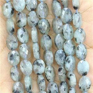 Natural Kiwi Jasper Oval Beads Faceted, approx 6x8mm [GB26594]