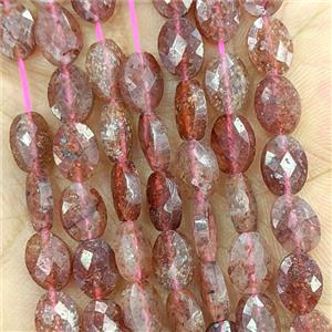 Natural Red Strawberry Quartz Oval Beads Faceted, approx 6x8mm [GB26595]