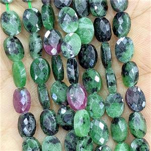 Natural Ruby In Zoisite Oval Beads Faceted Green, approx 6x8mm [GB26597]