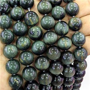 Natural Green Hawkeye Stone Round Beads Smooth, approx 14mm [GB26600]
