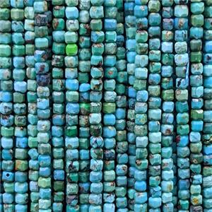 Natural Chinese Hubei Turquoise Beads Faceted Cube, approx 3mm [GB26605]