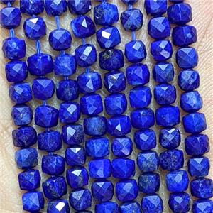 Natural Blue Lapis Lazuli Cube Beads Faceted, approx 4mm [GB26609]