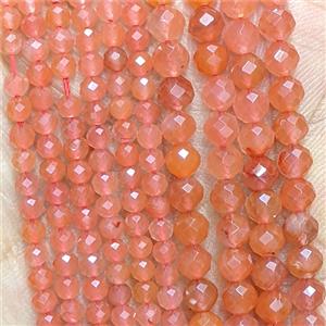 Natural Red Carnelian Agate Beads Faceted Round, approx 3mm [GB26610-3MM]