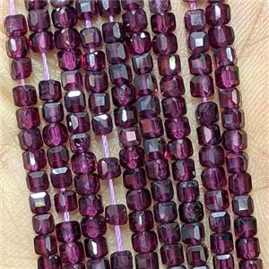 Natural Purple Garnet Beads Faceted Cube, approx 3mm [GB26613]