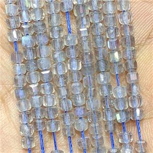 Natural Labradorite Cube Beads Faceted, approx 3mm [GB26615]