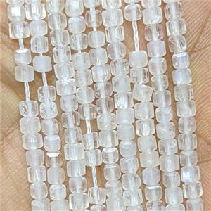 Natural White Moonstone Cube Beads Faceted, approx 3mm [GB26617]