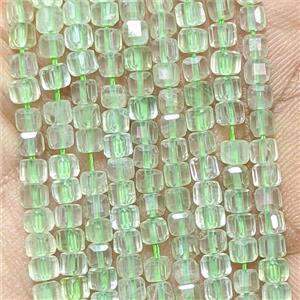 Natural Green Prehniet Cube Beads Faceted, approx 3mm [GB26618]