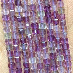 Natural Purple Fluorite Cube Beads Faceted, approx 3mm [GB26619]
