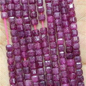 Natural Ruby Cube Beads Faceted, approx 3mm [GB26622]