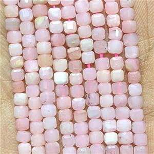 Natural Pink Opal Cube Beads Faceted, approx 3mm [GB26623]