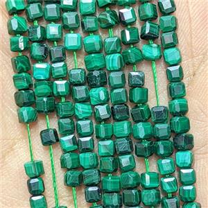 Natural Green Malachite Cube Beads Faceted, approx 3mm [GB26624]