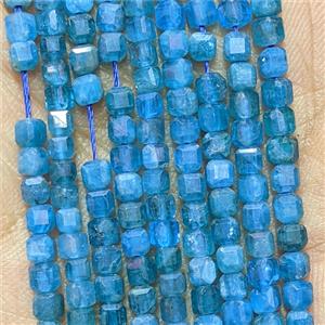 Natural Blue Apatite Cube Beads Faceted, approx 3mm [GB26625]