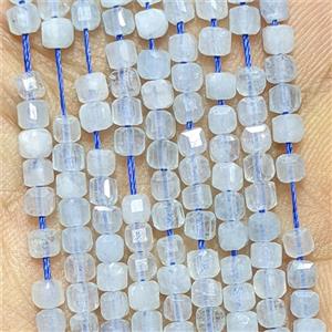 Natural Blue Aquamarine Cube Beads Faceted, approx 3mm [GB26629]