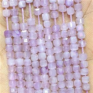 Natural Kunzite Cube Beads Faceted Lavender, approx 3mm [GB26633]