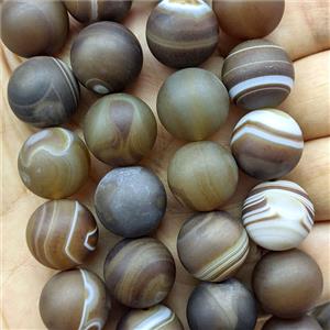 Natural Coffee Striped Agate Beads Matte Round Dye, approx 16mm [GB26635]