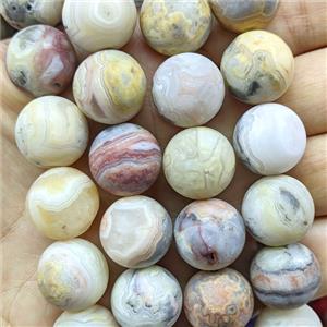 Natural Crazy Lace Agate Beads Matte Round Yellow, approx 16mm [GB26636]