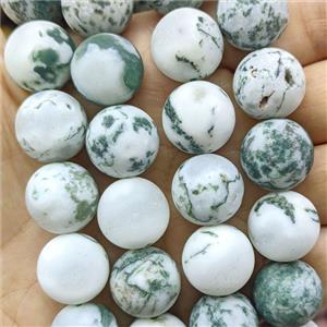 Natural Green Tree Dendrite Agate Beads Matte Round, approx 16mm [GB26641]
