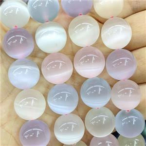 Natural Selenite Beads Smooth Round Multicolor Dye, approx 16mm [GB26650]