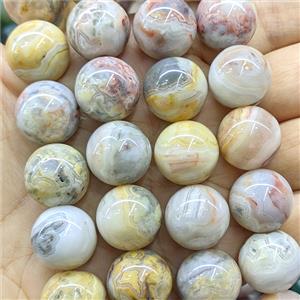 Natural Crazy Lace Agate Beads Smooth Round Yellow, approx 16mm [GB26651]