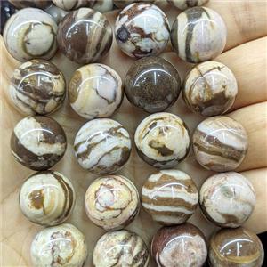 Natural Coffee Australian Zebra Jasper Round Beads Smooth, approx 16mm [GB26652]