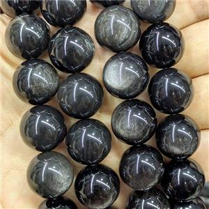 Silver Obsidian Round Beads Smooth, approx 16mm [GB26655]