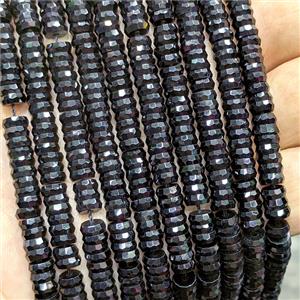 Natural Black Obsidian Heishi Beads Faceted, approx 2x6mm [GB26656]