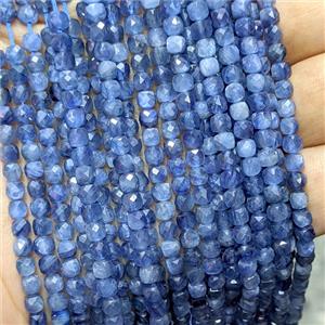 Natural Blue Kyanite Cube Beads Faceted AA-Grade, approx 4mm [GB26661]