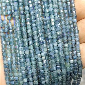 Natural GreenBlue Kyanite Cube Beads Faceted, approx 3mm [GB26664]