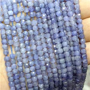 Natural Tanzanite Beads Faceted Cube Blue AA-Grade, approx 4mm [GB26678]