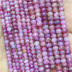 Natural Ruby Beads Faceted Rondelle, approx 2x3mm [GB26685-2X3MM]