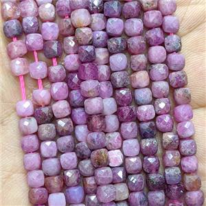 Natural Ruby Beads Faceted Cube, approx 4mm [GB26686]