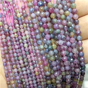 Natural Ruby And Sapphire Beads Faceted Round Multicolor, approx 4mm [GB26687-4MM]