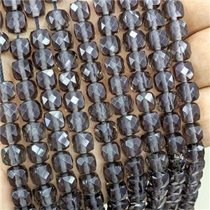 Ice Smoky Obsidian Beads Faceted Cube, approx 6-8mm [GB26689]